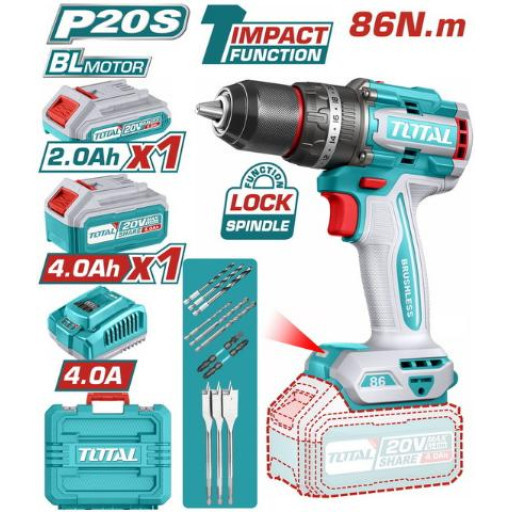 ΔΡΑΠΑΝΟΚΑΤΣ ΜΠΑΤ TOTAL 20V 86NM ΣΕΤ 2ΜΠΑΤ (4Α+2Α)+ΦΟΡΤ